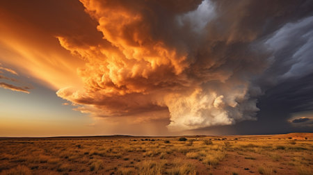 beauty of dramatic cloud formations, storms, or atmospheric conditions that transform the landscape. The intense contrast of light and shadow, the swirling patterns of clouds, and the vibrant colorsの素材