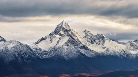 the awe-inspiring beauty of snowcapped peaks, where towering mountains stand adorned in a glistening white blanket. the grandeur and majesty of these breathtaking landscapes, snow-covered mountains.の素材
