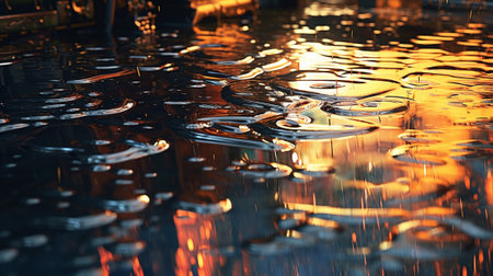hidden reflections by seeking out unexpected surfaces act as mirrors. The image captures an intriguing abstract reflection found in an unconventional location, such as a puddle or a metallic objectの素材