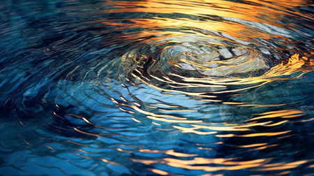 the mesmerizing reflection on water, adorned with gentle ripples that evoke a sense of movement and the passage of time. contemplation and immersion in the flowing currents of existence.の素材