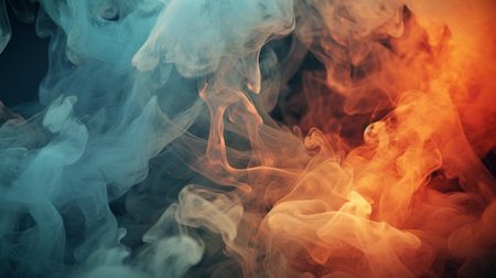 Witness the captivating transformation as smoke rises from a burning object or fire, giving birth to mesmerizing patterns and shapes.  rebirth, symbolizing the emergence of beauty from the ashes.の素材