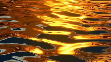 the mesmerizing ripples formed by the interplay of sunlight and shadows on the water's surface. dynamic and dramatic lighting effects, creating a symphony of golden hues and intriguing textures.の素材