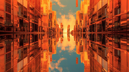 a reflection upside down. The inverted reflection creates an intriguing visual paradox, where the laws of gravity seem to be defied. perception of reality and explore the boundaries of visual.の素材