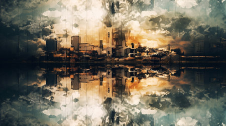 a reflection upside down. The inverted reflection creates an intriguing visual paradox, where the laws of gravity seem to be defied. perception of reality and explore the boundaries of visual.の素材