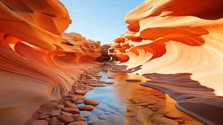 Embark on an extraordinary adventure into a remote and mysterious canyon, where the ancient rocks reveal their stories through captivating formations and narrow passageways.の素材