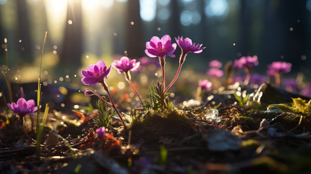 a lesser-known wildflower meadow or vibrant moss-covered forest floor. Discover the hidden beauty of nature's delicate artwork as you capture the vivid colors, patterns, and texturesの素材