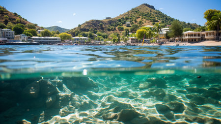 the untouched shores, where secluded and pristine beaches a peaceful retreat away from the crowds. the untouched sands caressed by gentle breezes, the mesmerizing clarity of crystal-clear watersの素材