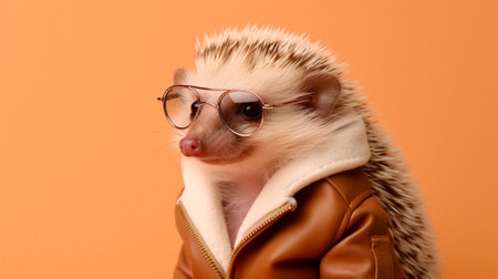 an adorable hedgehog sporting a pair of trendy sunglasses against a captivating pastel background. The vibrant colors and charming subject create a whimsical scene that exudes style and personality.の素材