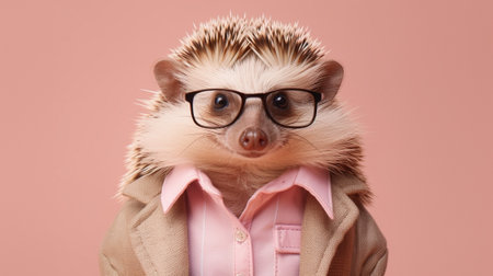 an adorable hedgehog sporting a pair of trendy sunglasses against a captivating pastel background. The vibrant colors and charming subject create a whimsical scene that exudes style and personality.の素材