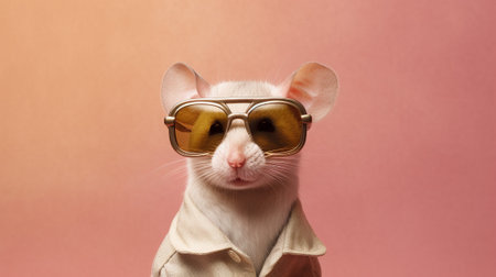 a charismatic mouse donning a pair of fashionable sunglasses against a delightful pastel background. The tiny creature exudes a sense of confidence and trendinessの素材