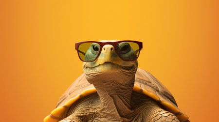 a turtle sporting trendy sunglasses against a delightful pastel background. The adorable reptile embrace a carefree and fashionable attitude, inviting viewers into a world of fun and relaxation.の素材