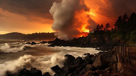 Witness the raw power and intensity of coastal storms as they unleash their might upon the shoreline. the elements and document the dramatic scenes that unfold during these tempestuous momentsの素材