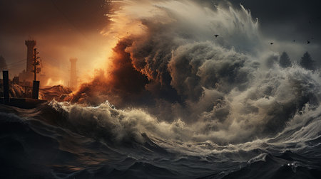 Witness the raw power and intensity of coastal storms as they unleash their might upon the shoreline. the elements and document the dramatic scenes that unfold during these tempestuous momentsの素材