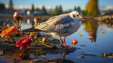 Capture mesmerizing moments of interaction between coastal wildlife magnificent creatures and their coastal habitats, showcasing the delicate balance between land and sea.の素材