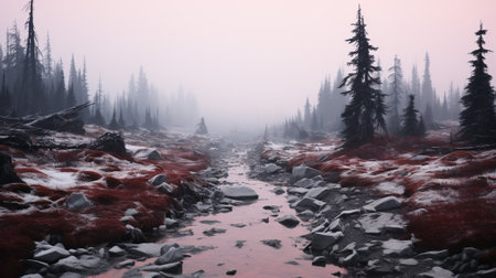 Capture the landscape as it emerges from the veil of fog, using this natural phenomenon as a creative element to add depth, mood, and a touch of magic to your photographs.の素材