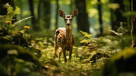 This image captures the rich tapestry of wildlife that calls the landscape home throughout the changing seasons. From playful interactions to serene moments of solitudeの素材