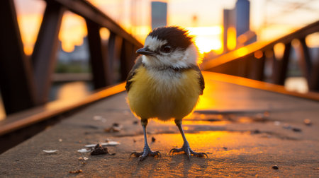 This photograph showcases the harmonious relationship between urban wildlife and the bustling city environment. It captures a moment where animals and birds interact with the urban landscapeの素材