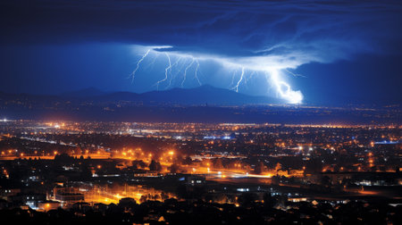 the exhilarating power and beauty of lightning strikes during thunderstorms bolts of lightning illuminate the sky and create a mesmerizing spectacle against the backdrop of the natural world.の素材