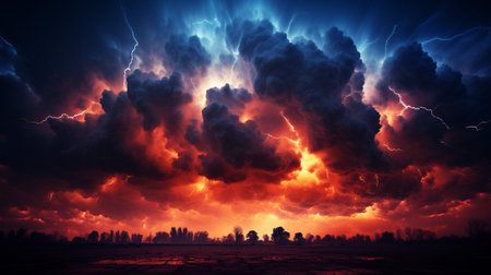 the exhilarating power and beauty of lightning strikes during thunderstorms bolts of lightning illuminate the sky and create a mesmerizing spectacle against the backdrop of the natural world.の素材
