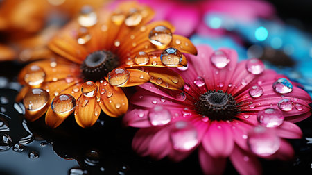 This captivating macro shot takes you on a journey through a renowned botanical garden, where vibrant flowers come to life in a burst of colors and intricate details.の素材