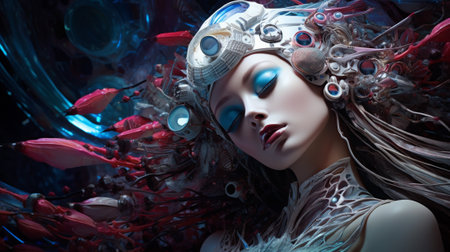 Immerse yourself in a mesmerizing where an ethereal lullaby unfolds amid a surreal landscape. bio-digital creatures, their luminescent forms emitting a soothing glow as they sing in perfect unison.の素材