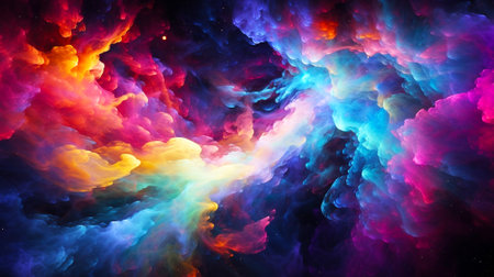 Immerse in the captivating "Luminous Nebulae Symphony," where a vibrant neon galaxy comes to life, adorned with luminous nebulae and a mesmerizing display of striking colors and swirling gas clouds.の素材