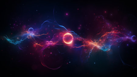 an awe-inspiring abstract neon galaxy, where a mesmerizing symphony of stars and cosmic dust blend seamlessly, evoking a profound sense of harmony and unity in the vast expanse of the universe.の素材