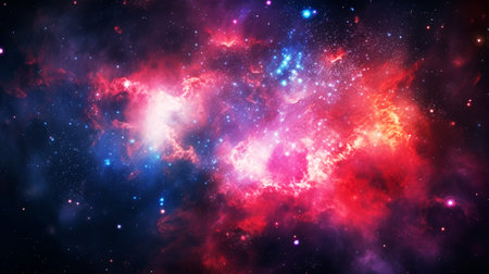 an awe-inspiring abstract neon galaxy, where a mesmerizing symphony of stars and cosmic dust blend seamlessly, evoking a profound sense of harmony and unity in the vast expanse of the universe.の素材