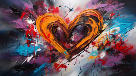 profound essence of boundless affection with this captivating abstract painting. "Eternal Embrace" portrays the timeless journey of love through a symphony of vibrant colors and intricate patterns.の素材