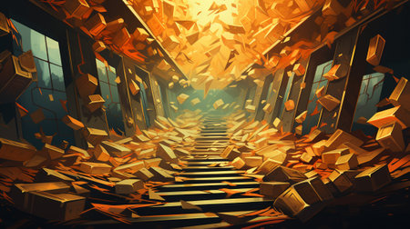 Delves into the concept of greed of the Seven Deadly Sins. an interplay of colors, shapes, and textures, this artwork offers a thought-provoking exploration of human desire and its consequences.の素材