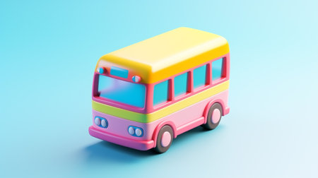 a tiny 3D pastel bus that embodies cuteness and charm. A delightful addition to any collection, this tiny bus invites you to explore a world where even the smallest things can evoke immense joy.の素材