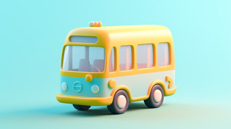 a tiny 3D pastel bus that embodies cuteness and charm. A delightful addition to any collection, this tiny bus invites you to explore a world where even the smallest things can evoke immense joy.の素材