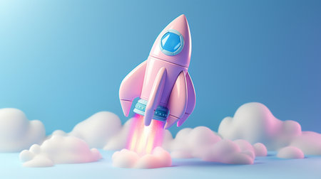 3D rocket model. irresistible cuteness. Whether you're a space enthusiast or simply seeking a delightful decorative piece, this tiny rocket is sure to bring joy and wonder to your space.の素材