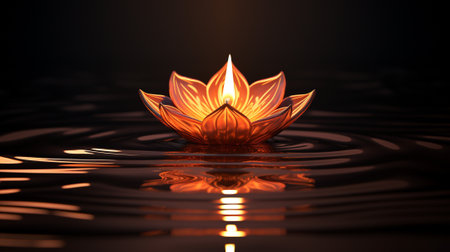 a single diya's flame flickers brightly, casting a warm and ethereal glow. This photo captures the essence of Diwali's spirit, where the radiance of hope and positivity triumphs over challenges.の素材
