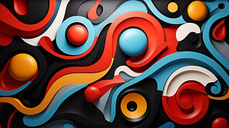 This captivating artwork expertly blends bold and intricate geometric shapes with a burst of vibrant colors, creating an eye-catching and dynamic pattern that's sure to captivate any viewer.の素材