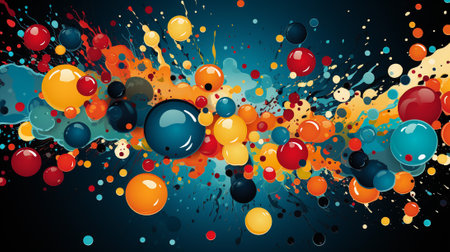 Pop Art Explosion" pattern. style of comic book art, this pattern bursts with bold colors, vivid contrasts, and energetic elements that bring a sense of playful nostalgia to any space or product.の素材