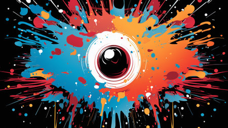 Pop Art Explosion" pattern. style of comic book art, this pattern bursts with bold colors, vivid contrasts, and energetic elements that bring a sense of playful nostalgia to any space or product.の素材