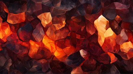 warm ambiance of a crackling holiday hearth. The abstract pattern features a rich tapestry of glowing ember-like shapes, radiating comfort and nostalgia. The interplay of deep reds, golden, orangesの素材