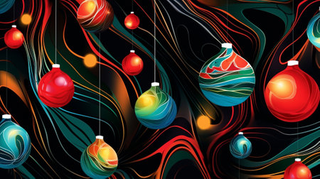 the joyful essence of Christmas. The design features a harmonious interplay of vibrant colors and rhythmic lines, reminiscent of the cheerful jingling sound of bells during the holiday season.の素材