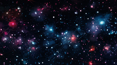 the magic of a winter night sky during Christmas. A sea of twinkling stars forms intricate constellations. The pattern combines celestial beauty with holiday charm, making it a festive season.の素材