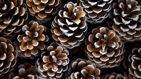 the serenity of winter with the "Frosty Pinecone Lattice" abstract pattern. This intricate lattice design captures the beauty of frosted pinecones against a backdrop of glistening snow.の素材