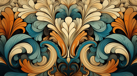 a captivating abstract pattern that pays homage to the charm of yesteryears. Reminiscent of an old-fashioned holiday. The symphony of colors, shapes, and intricate details heartwarming atmosphereの素材