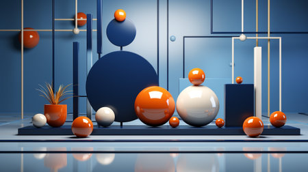 precise arrangements of squares, triangles, and circles, all set against a limited color palette. Explore the harmony of simple shapes and elegant design in this unique art seriesの素材