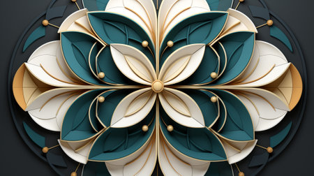 symmetrical in geometric abstraction art. We skillfully blend symmetry and asymmetry to create a captivating and balanced composition. the beauty of circular forms as they harmoniously interactの素材