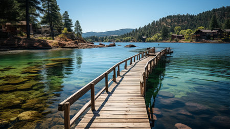 the serenity of a mountain lake glistening. the pristine natural beauty of a secluded mountain oasis. the perfect blend of nature's tranquility and vibrant colors in this stunning landscapeの素材