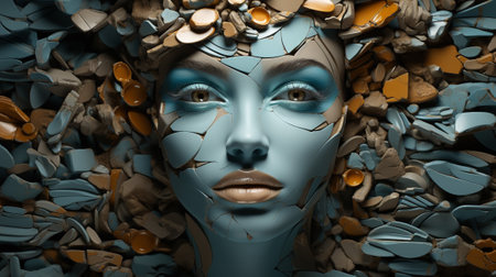 Discover the captivating world of abstracted portraits where intricate mosaic tiles unveil the depths of a person's character and life journey. Dive into a unique blend of artistry and storytellingの素材