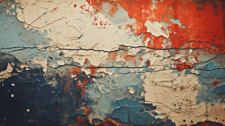 Discover the edgy world of abstract art with grunge-inspired patterns. Create unique textured designs by layering torn denim, rough sandpaper, and aged newspaper, then adding vibrant paintの素材