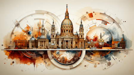 abstract architectural wonders brought to life from ink blots. the transformation of simple blots into intricate masterpieces captivating details, merging art and architecture seamlessly.の素材
