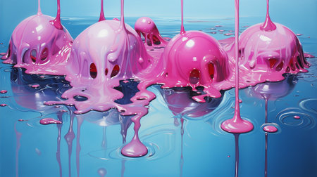 drip painting technique that artistically embodies specific emotions. Watch as vibrant paints cascade down the canvas, forming abstract patterns that reflect the essence of human feelingsの素材