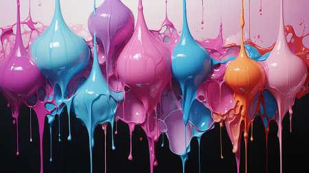 drip painting technique that artistically embodies specific emotions. Watch as vibrant paints cascade down the canvas, forming abstract patterns that reflect the essence of human feelingsの素材